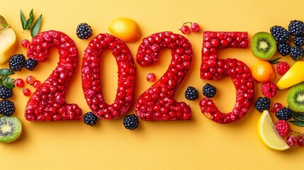 2025 new year celebrating with healthy fruits arrangement