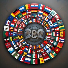 World Flags Circle Art Installation Global Unity Design