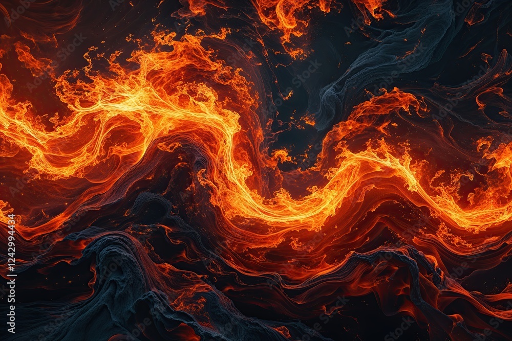 Poster vibrant fiery orange background with dynamic swirling patterns for energizing texture