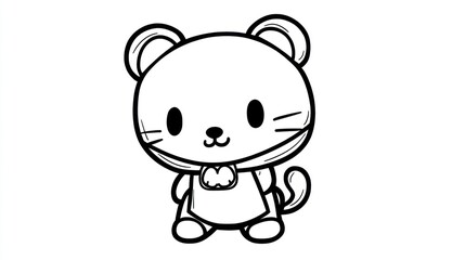 Fototapeta premium Cute cartoon tiger cub, white background, children's book illustration