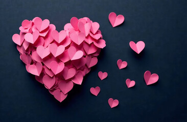 Obraz premium Valentine's Day Card with Heart Patterns black background. AI Generative