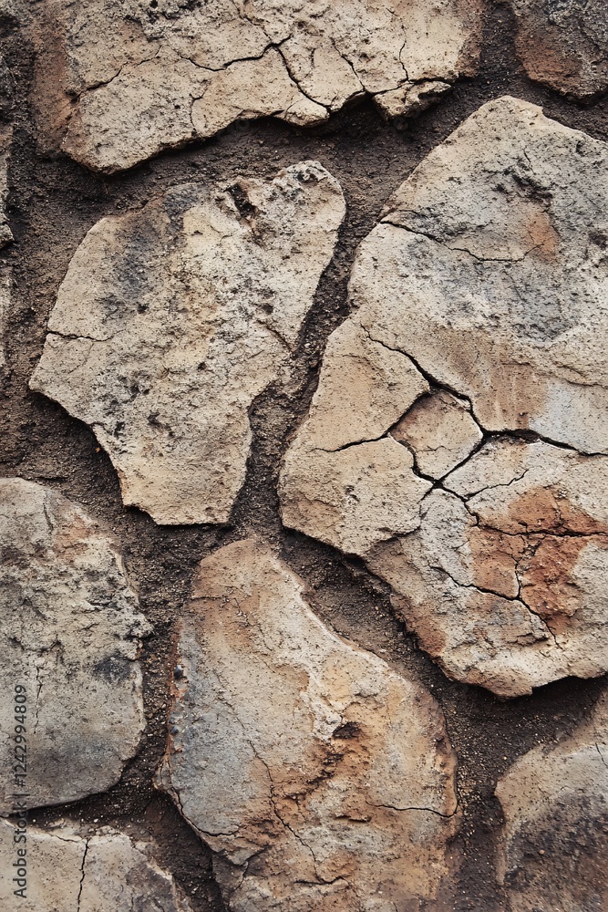 Aufkleber rough textured stone wall with cracks forming abstract pattern