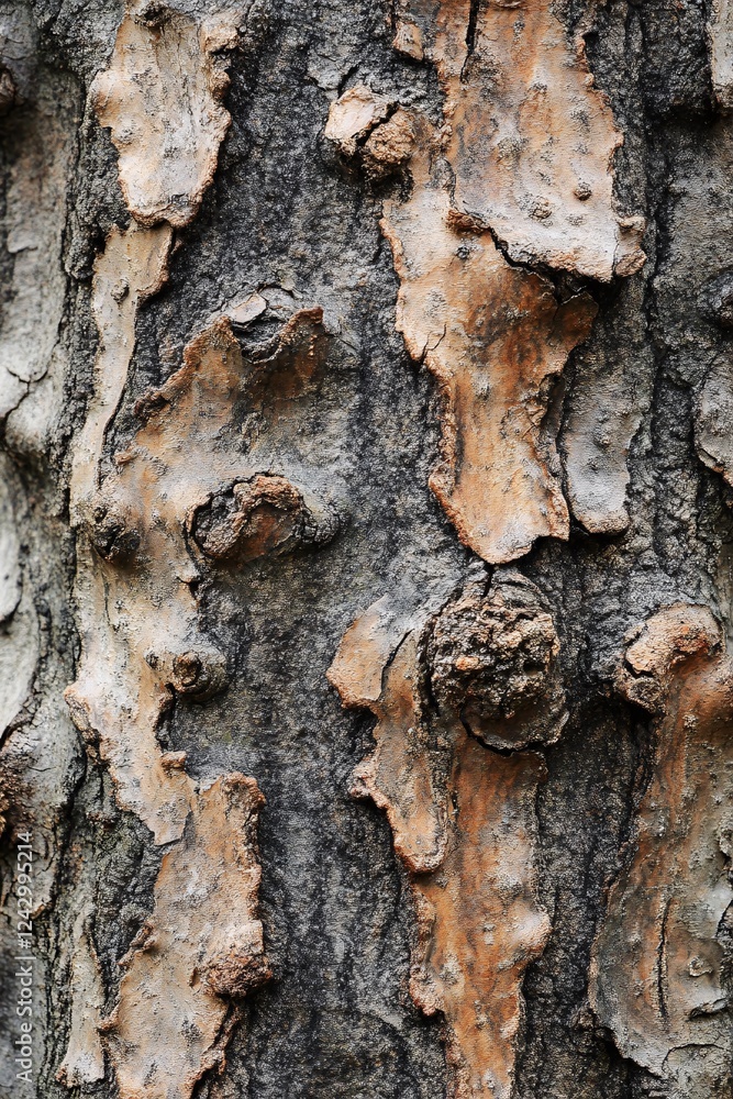 Poster Close up of tree bark showing texture and color