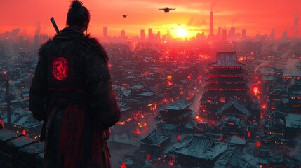 Advanced urban skyline featuring high-tech transportation