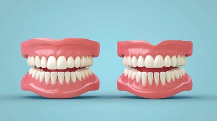 Fototapeta premium Before and after comparison of teeth cleaning procedure dental clinic image set clinical environment side view oral hygiene concept