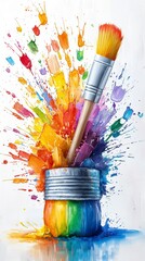 Obraz premium Rainbow Paint Explosion