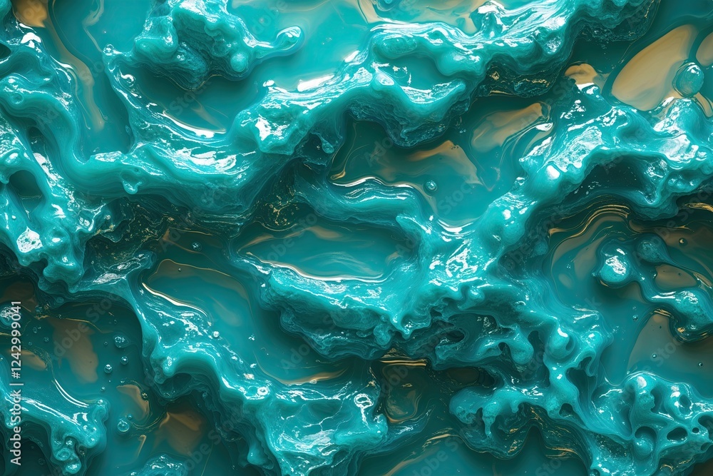 Poster turquoise resin texture background with light to dark gradient effect