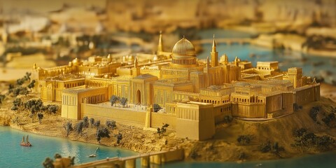 The New Jerusalem: A Radiant City of Gold with Twelve Pearl Gates and the River of Life from Revelation 21:10-27