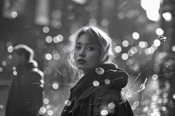 Vintage Film Effects with Emissions Scratches and Bokeh in Black and White