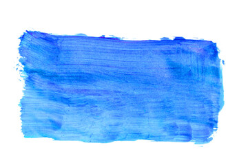 Rectangle blue stroke of watercolor paint texture isolated on transparent background, PNG