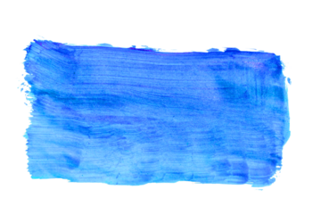 Rectangle blue stroke of watercolor paint texture isolated on transparent background, PNG