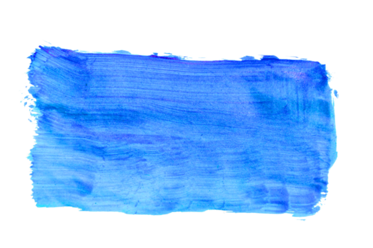 Rectangle blue stroke of watercolor paint texture isolated on transparent background, PNG