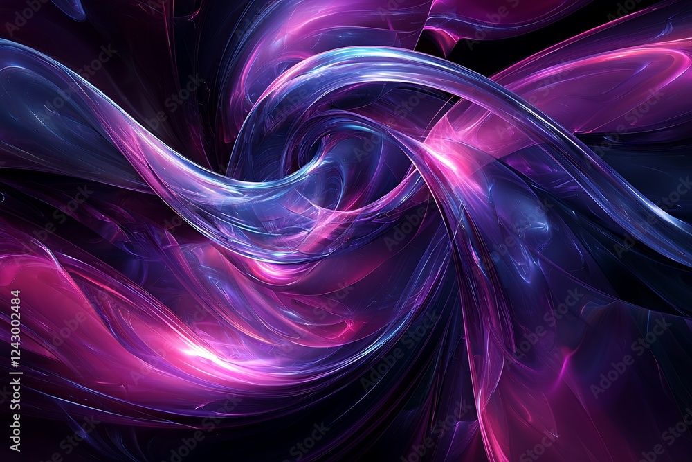 Aufkleber purple and blue dynamic lines intertwining on a dark gradient background to create sleek, futuristic