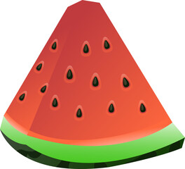 Sliced fresh fruit red meat water melon cartoon illustration image