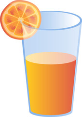 Citrus orange juice in a glass cup sliced fresh fruit cartoon illustration image