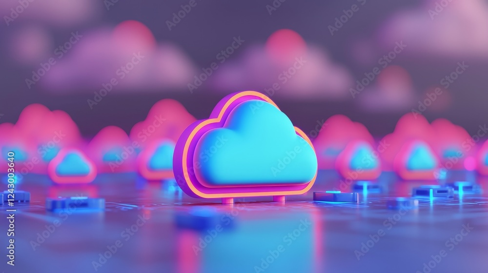 Aufkleber modern server room concept for a data center with clouds depicted on the ceiling