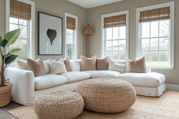 Cozy living room modern home interior design natural light relaxed atmosphere