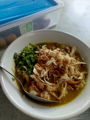 bubur ayam indonesian breakfast food. closeup Very delicious chicken porridge. Semarang-Central Java. 01-06-2025