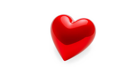 Fototapeta premium 3D glossy red heart on white background. Generative AI