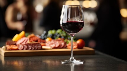 Naklejka premium Red Wine and Charcuterie Board