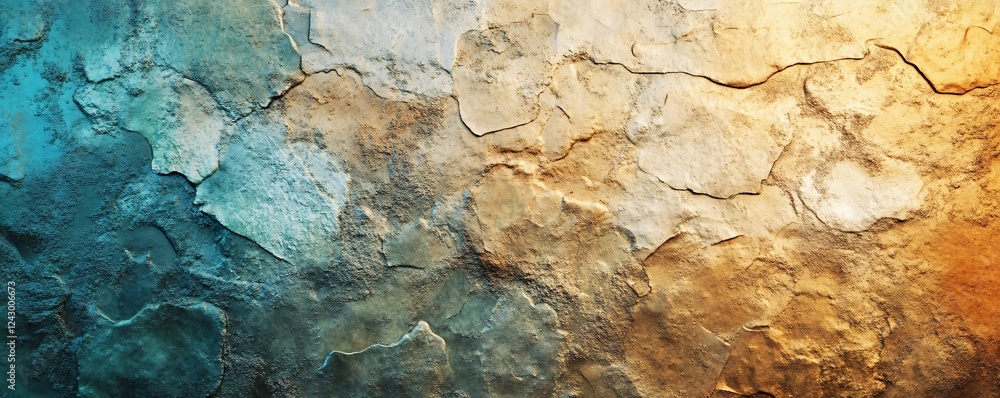 Poster stone texture background showing colorful gradient from blue to yellow