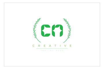 CN letters eco logo with leaf. Fresh nature and healthy leaf logo design.