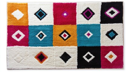 Colorful Geometric Rug with Diamond Pattern