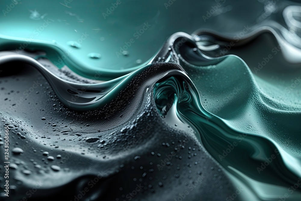 Aufkleber teal and charcoal liquid flow gradient with textured glow effect