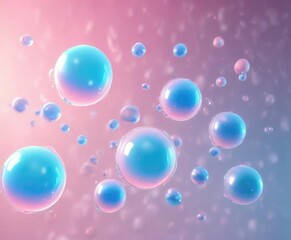 Pastel pink and blue gradient with floating iridescent bubbles in the air, intricate, blend, shine