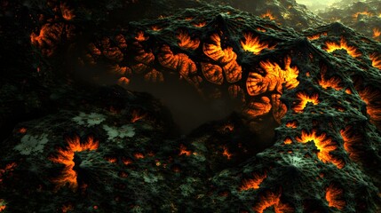 Glowing Lava Caves: Alien Planet's Fiery Landscape