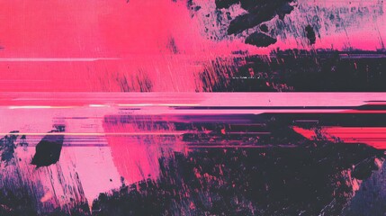 Abstract Glitch Art: Pink, Black Hues