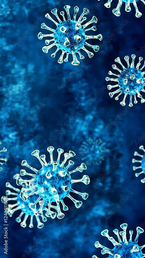 Aufkleber vibrant microscopic view of viruses floating in a dark blue background representing infectious agent