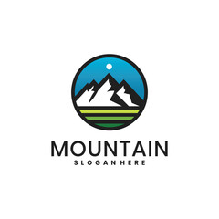 Modern minimalist mountain logo for adventure and outdoor