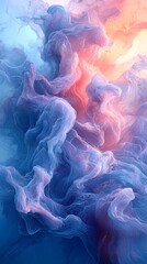 Fototapeta premium A mesmerizing abstract composition showcasing fluid colors of blue and pink swirling together, creating a sense of motion and tranquility.