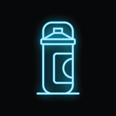 Blue neon sign showing a spray can, ideal for projects related to graffiti, street art or urban creativity