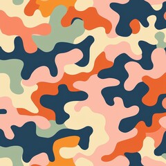 Contemporary curved and wavy cutouts, doodle-like geometric camouflage elements, forming a background.