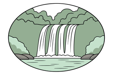 a waterfall with flowing textures blending into a serene pool