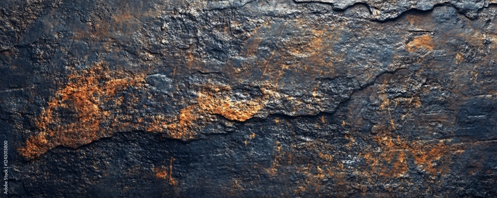 Aufkleber dark stone texture with golden streaks creating an abstract pattern