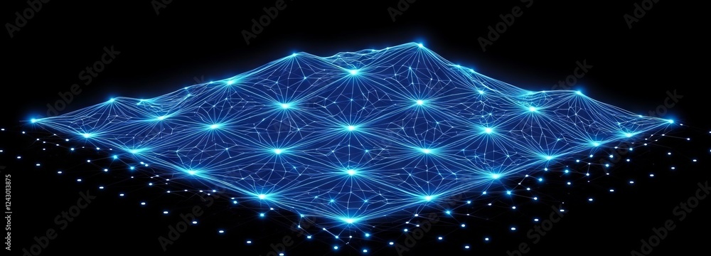 Poster abstract digital background featuring points and lines, with a glowing plexus indicating big data an
