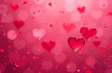 Abstract Background Valentine's Day Heart Card on Pink Background. AI Generative