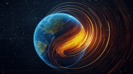 Obraz premium Digital Earth Energy Flow