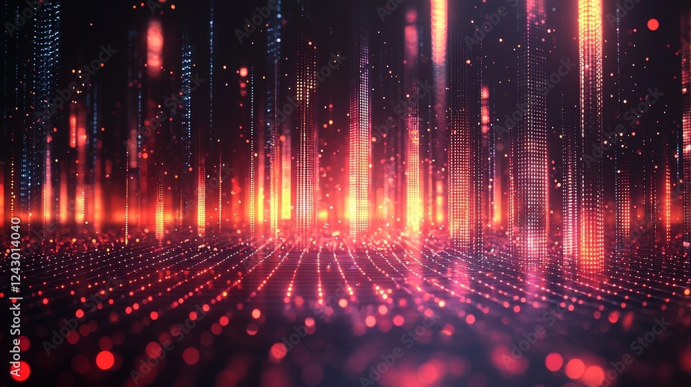 Aufkleber abstract neon lights in a 3d technology background, featuring an empty space scene with a spotlight 