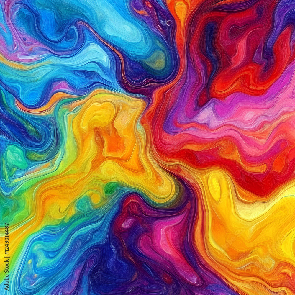 Poster abstract swirls of color: a mesmerizing abstract art piece explodes with a vibrant spectrum of swirl