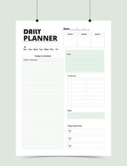 Minimalist Printable vector planner template design, Daily planner for every day, Schedule, tasks, notes for the every day and simple printable to do list, Vector graphic set for daily routine.