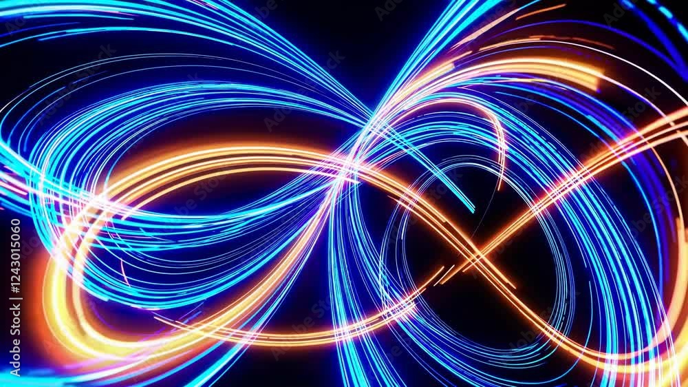 Aufkleber dynamic flowing light trails in vibrant blue and orange tones, creating a sense of speed and energy.