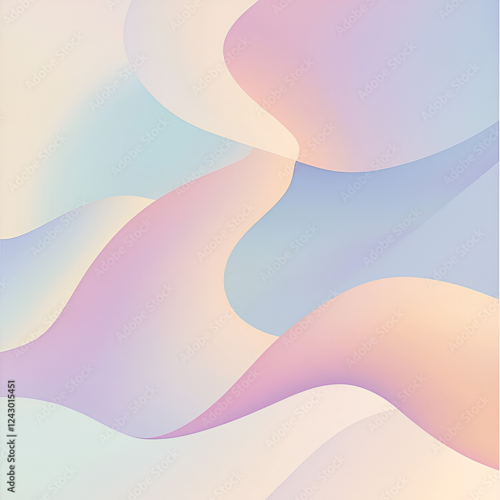 Poster pastel dreamscape: a calming and abstract design, featuring fluid, pastel-colored waves and gradient