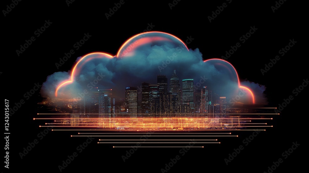 Poster ai and technology cloud computing manage data transmission, databases, storage, and backups. this co