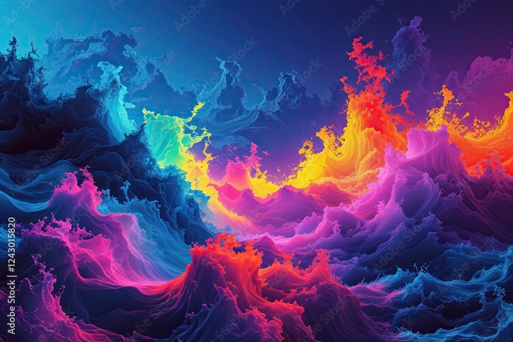 Poster vivid intense abstract gradient background with striking noise texture for bold poster design