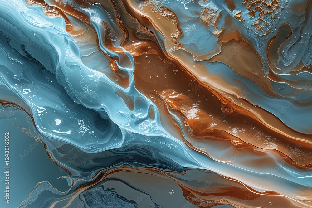 Poster dynamic light blue and clay fluid glow with textured noise effect