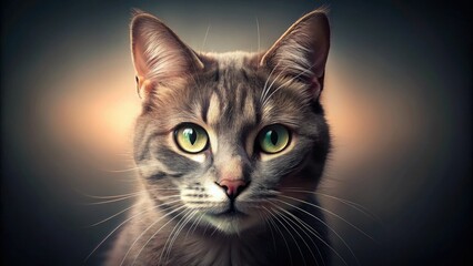 Softly glowing cat eyes stare out from a subtle gradient background, pet lover, animal print, abstract cat art, feline design